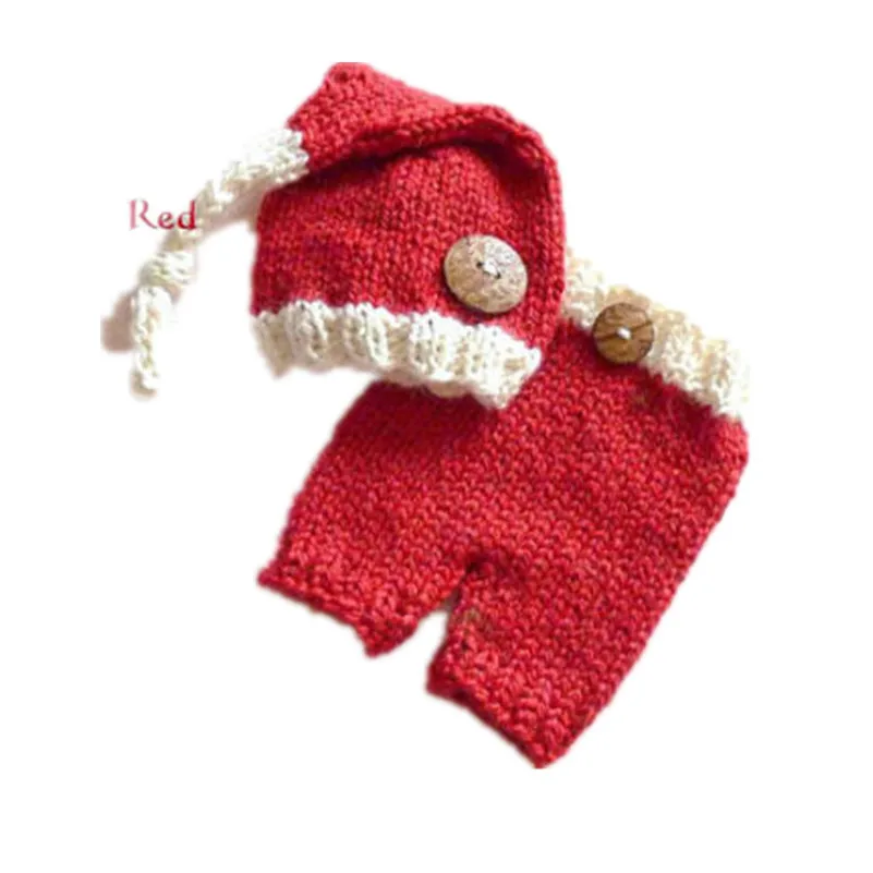 Одежда для малышей Интимные аксессуары для 0-6 monthself Фея Санта детский наряд для фотосессии крючком Вязание шерсть красный и малышей