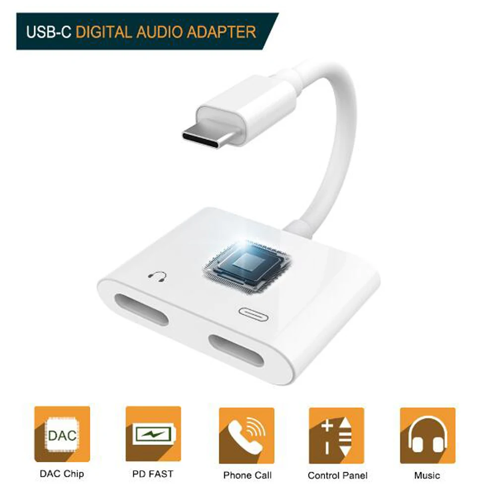 Адаптер для зарядки наушников с разъемом Type C USB Dual Huawei P20 P30 Pro Xiaomi mi8