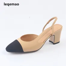 New Fashion Summer Office Lady Pump Shoes High Quality Women Real Genuine Leather Mid-Heels Close Toe Sandals Sexy Dress Shoes wetkiss wood high heels women summer sandals pointed toe footwear genuine leather sandals shoes new fashion office female shoes