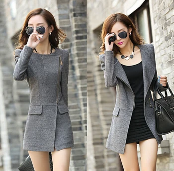 

New 2019 Winter Women's Cashmere Wool Coat Casual Slim Long Clothing Zipper Jacket Tops Fashion Womens Jackets And Coats
