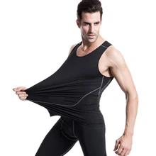 Для мужчин тренажерный зал жилет для пробежек Бег Спорт Бодибилдинг майка спортивная мышцы Сжатия Жилет Crossfit майка без рукавов