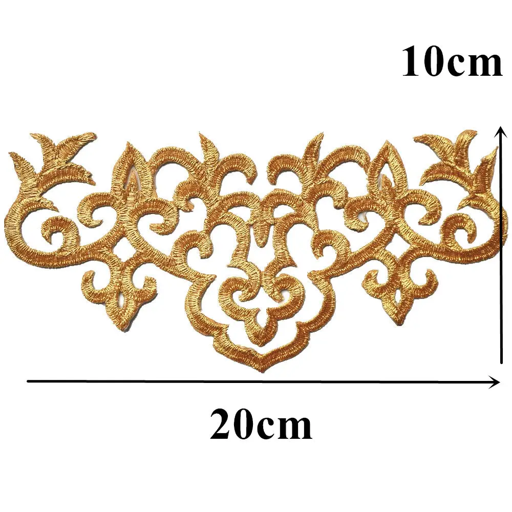 Золотой цветочный узор, аппликация резной для аппликации, шитья железо на значках полые этнические обычаи для одежды DIY для декорирования вестибюлей