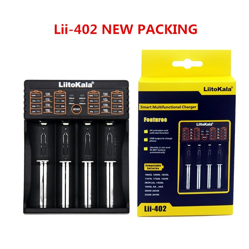 

original Lii-100 Lii-202 Lii-402 USB Smart Charger 1.2V 3.7V 3.2V 3.85V A/AAA 18650 18350 26650 10440 14500 16340 NiMH Battery