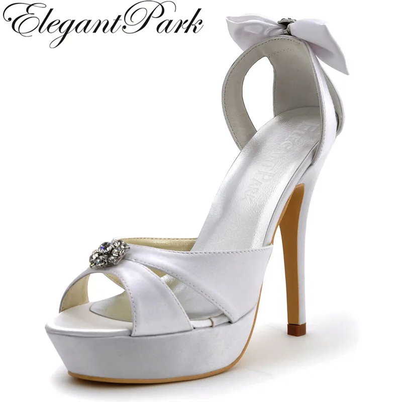 white platform peep toe heels