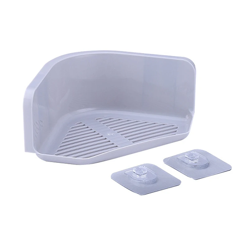 Plastic Suction Cup Shower Shelf Bathroom Kitchen Corner Storage Rack Organizer