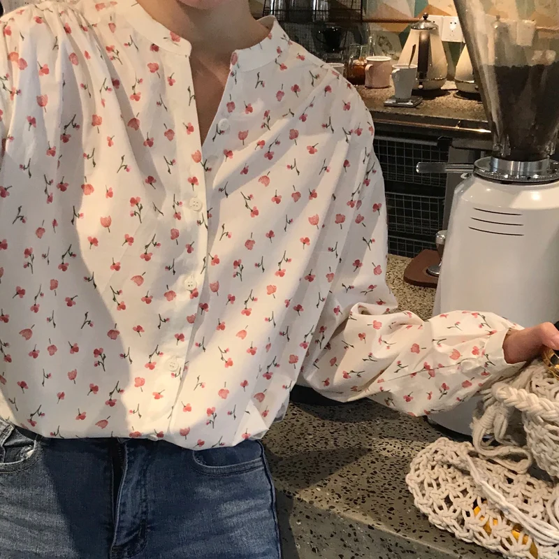 

Small floral print blouse shirt korean sweet girl long sleeve blouse spring autumn women long sleeve blouses 2019 (C6323)