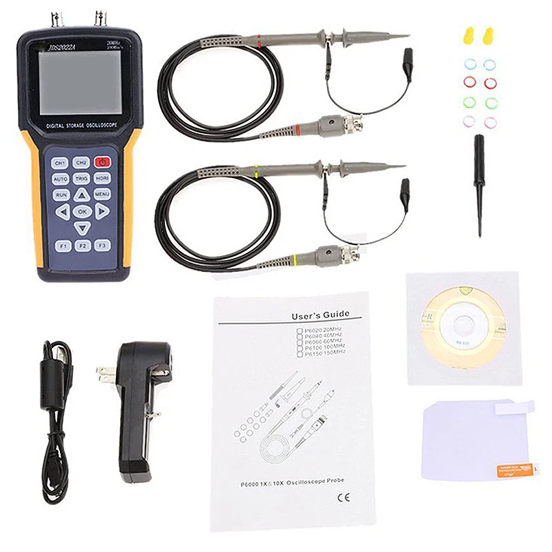 

JDS2022A Double-channel Handheld Digital Oscilloscope 20MHz Bandwidth 200MSa/s Sample Rate Automotive Oscilloscope