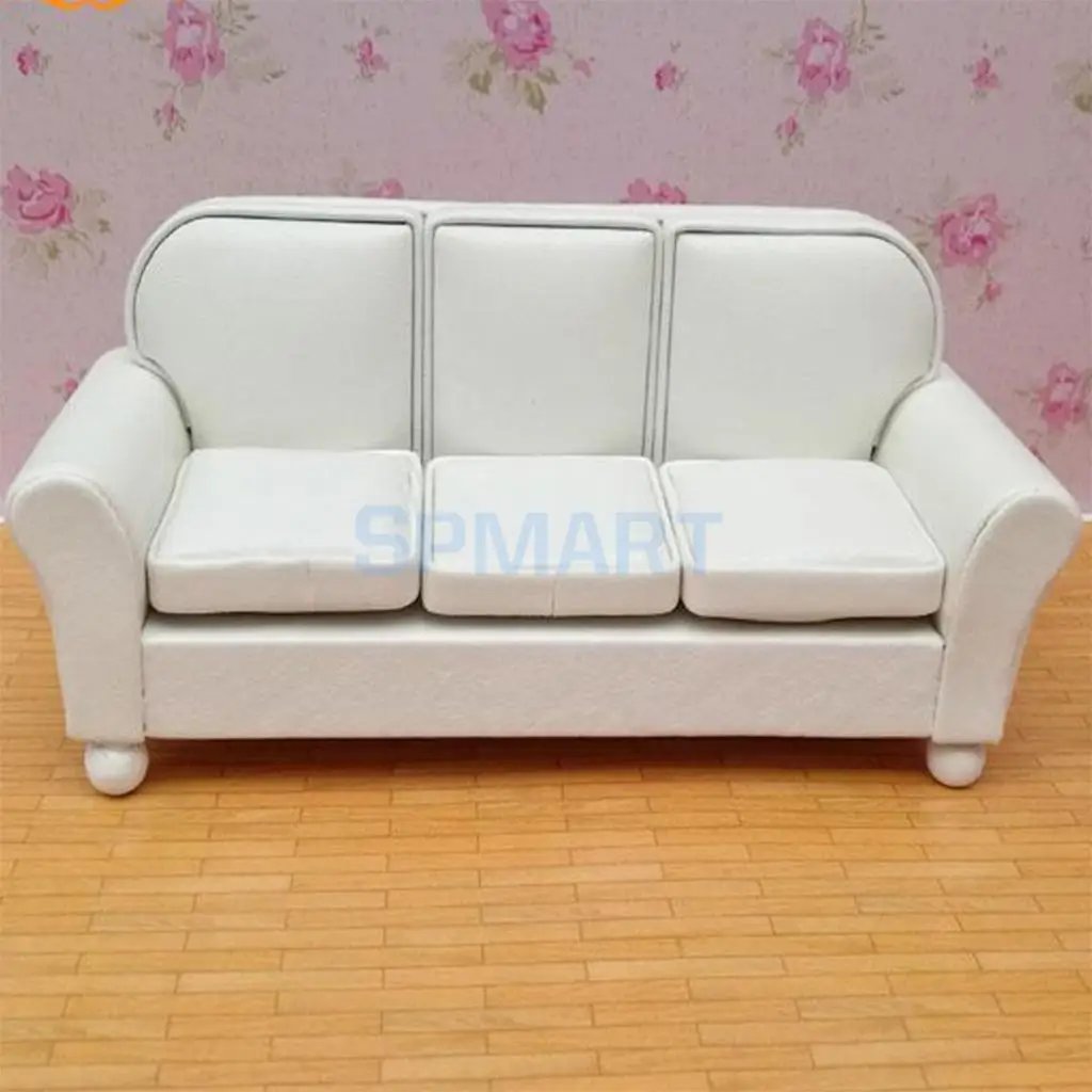 1/12 Scale European Style Three People Sofa Leather Couch