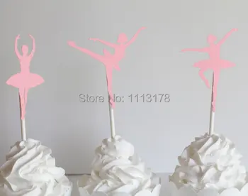 

Pink Ballerina Cupcake Toppers Party Picks Cupcake Toppers - Toothpicks - Food Picks wedding baby shower birthday party favors