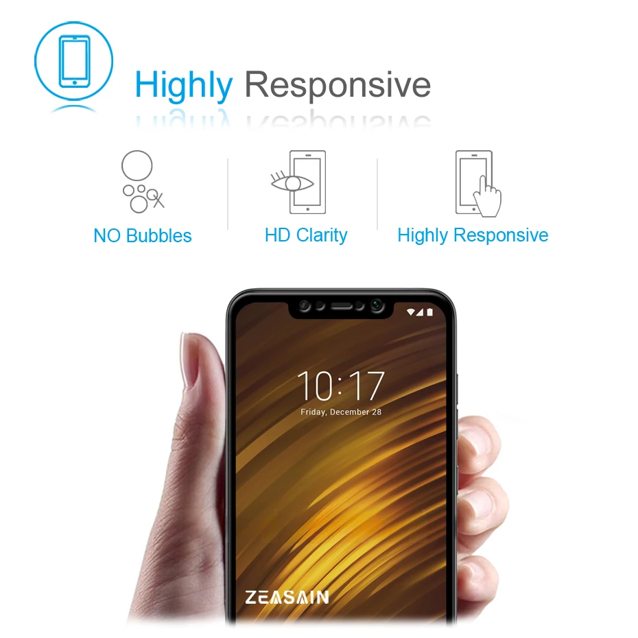 Original ZEASAIN 9H Tempered Glass for Xiaomi PocoPhone F1 Poco F1 Screen Protector 2.5D HD Clarity Toughened Safety Glass Film (4)