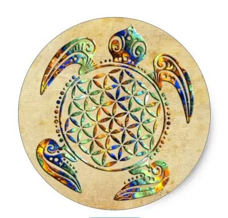 

1.5inch Flower of Life Blume des Lebens - turtle colored Classic Round Sticker