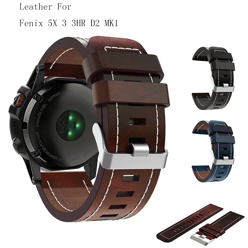 

Fivstr Leather Wrist Strap Watch Band With Tools For Garmin Fenix 5X 3 3HR D2 MK1 GPS Watch High Grade Wrist Strap Easy fit