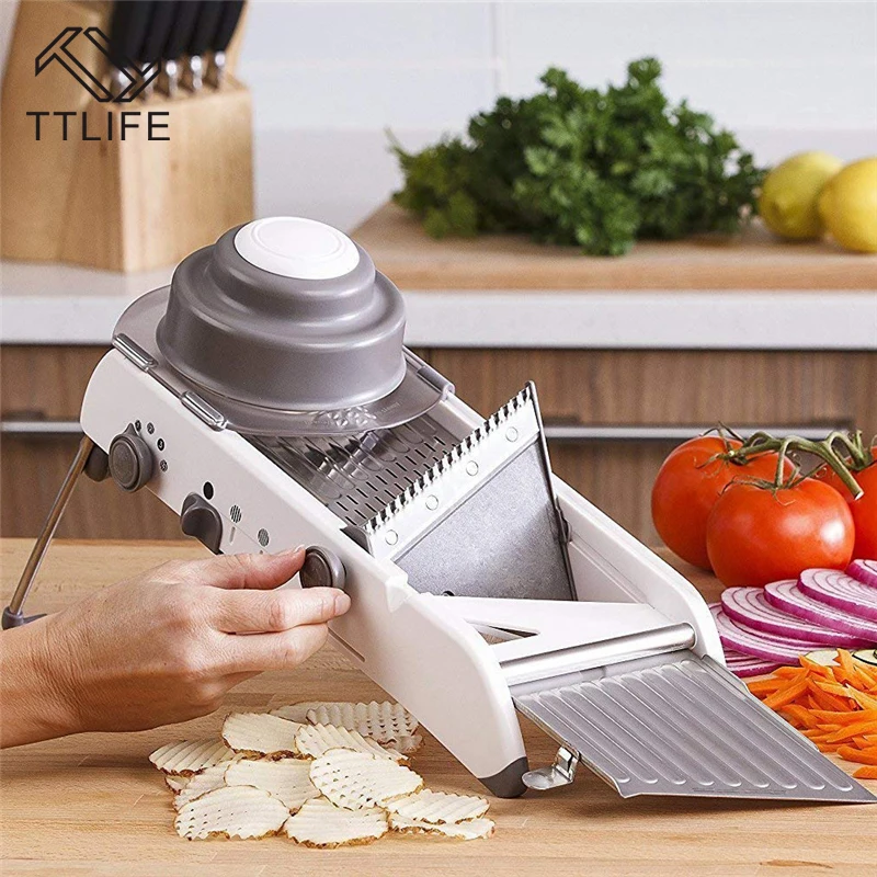TTLIFE Adjustable Mandoline Slicer Professional Grater with 304 Stainless Steel Blades Vegetable Cutter Kitchen Accessories TTLIFE Adjustable Mandoline Slicer Professional Grater with 304 Stainless Steel Blades Vegetable Cutter Kitchen Accessories