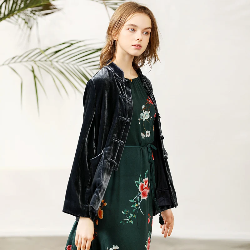 de mujer de terciopelo estilo chino de Yangxun ZHI80935|chaquetas básicas| AliExpress