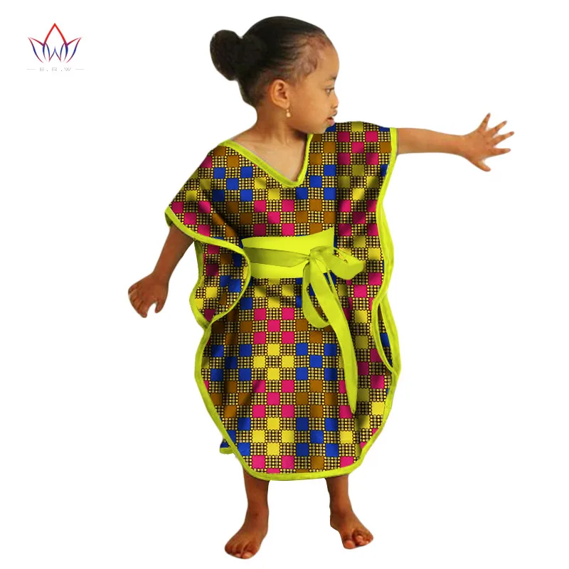 Африканские Детские платья с принтом Дашики, хлопковые восковые одинаковые платья в африканском стиле, Детская летняя одежда размера плюс, WYT69