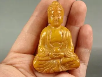 

3 pcs CHINA YELLOW JADE HANDWORK CARVE BUDDHA STATUE NECKLACE PENDANT