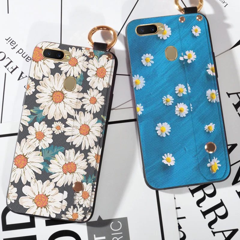 

Flowers Phone Case For OPPO F1S A59 A71 A83 A1 A3S AX5 A7 Wrist Strap Hand Band Cases For OPPO F3 PLUS F5 A79 F7 F9 Bag Cover