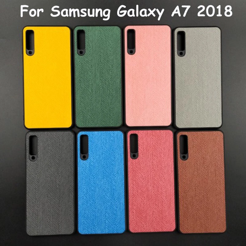 Тканевый кожаный чехол для Samsung Galaxy A7 2018 A750F Мягкий Силиконовый противоударный