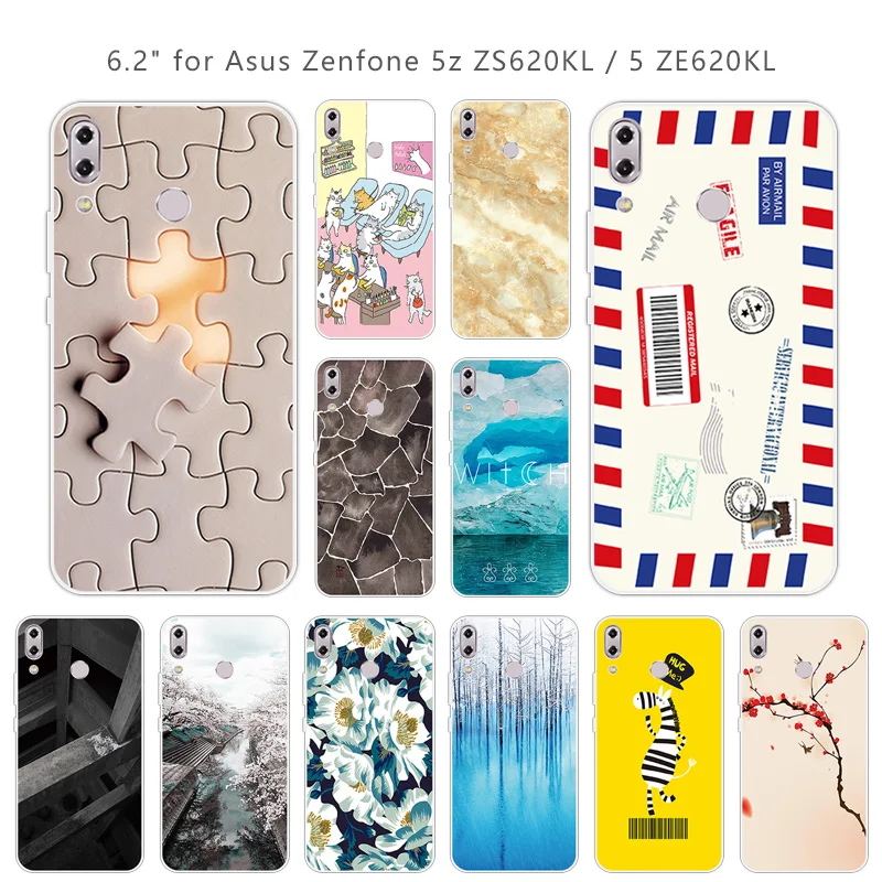for Asus Zenfone 5z ZS620KL Clear TPU Phone Fitted Square Case 6.2&quot 5 ZE620KL Ultra Thin Silicone Shell |