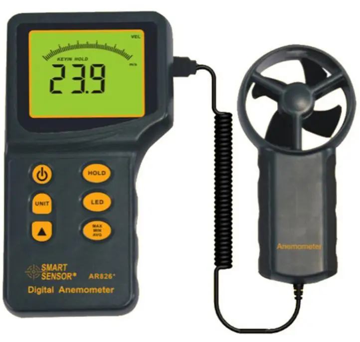

Digital Airflow Anemometer Wind Speed Meter AR826+ Wind Speed Measuring Range 0.3~45m/s