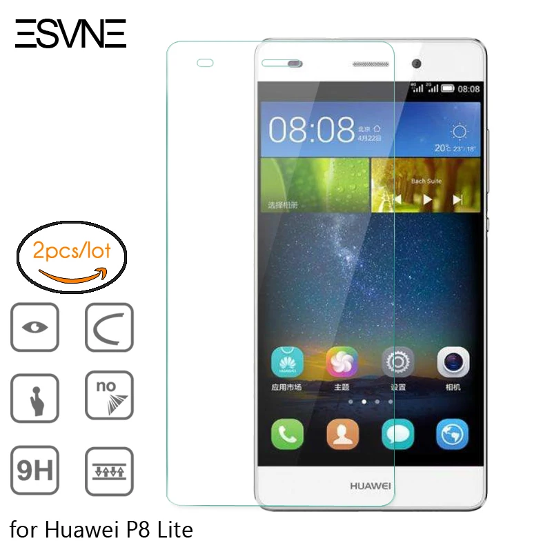 ESVNE (2 шт./лот) 2.5D 0 26 мм 9H HD четкость P8 lite Защитная пленка для экрана huawei p8 закаленное
