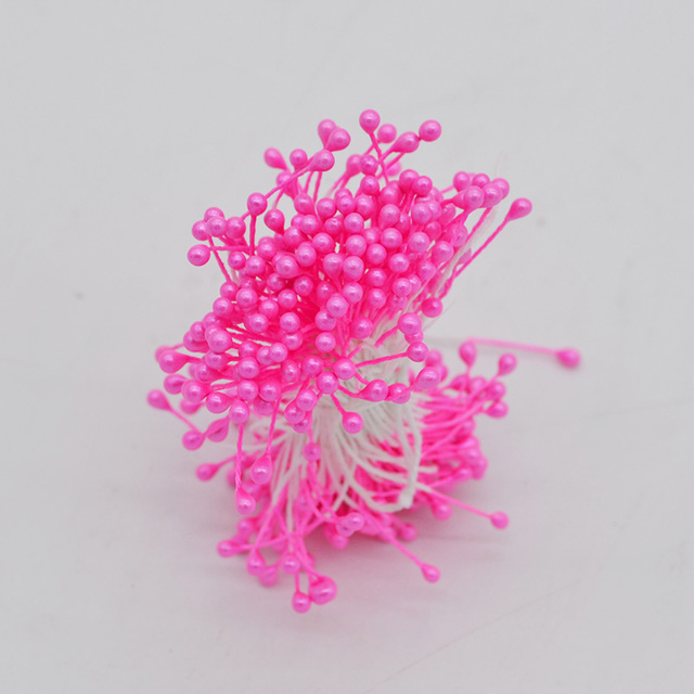 Bundle= (500PCS )Artificial Flower Double Heads Stamen Pearlized Craft Cards Cakes Decor Floral for home wedding party decor