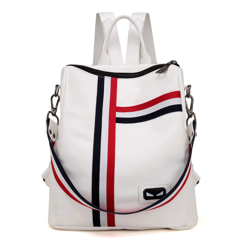 

2018 New Fashion Square Leather PU Waterproof College Wind Backpack Portable Student Travel Bag
