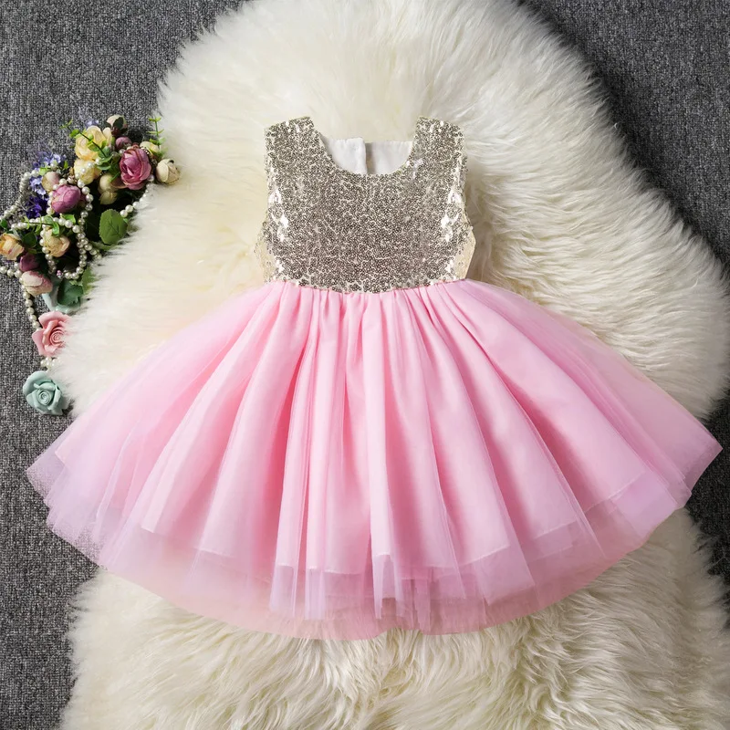 

Baby Girls Dress Big Bowknot Children's Party Dress For Children's Girl First Brithday Princess Clothes Formal Double Dress
