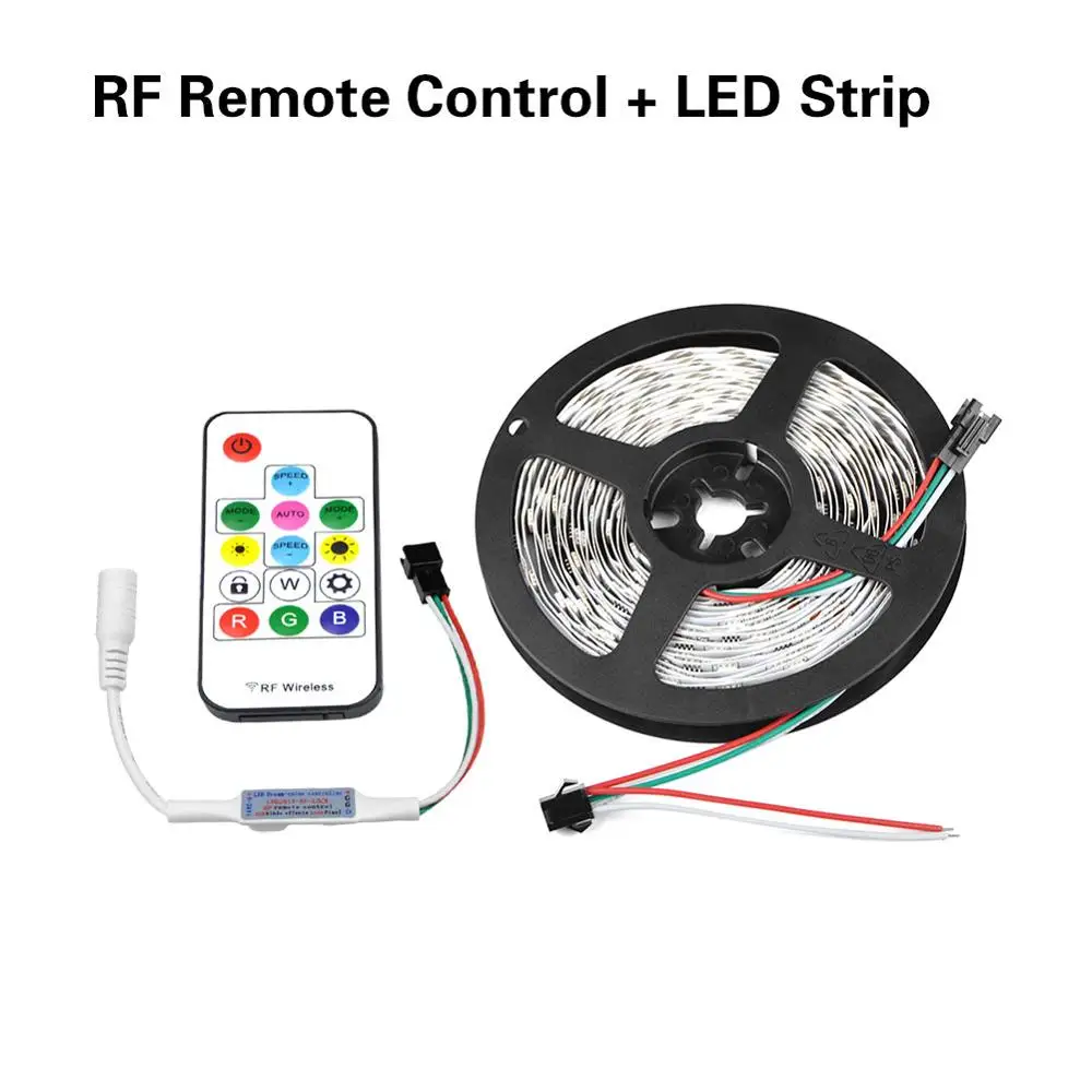 Прибор приемно-WS2811 IC Светодиодные ленты светильник мечта Цвет 30 пикс./м отдельных программируемых RGB светодиодный лента лампа для Кухня украшения - Испускаемый цвет: With Remoter