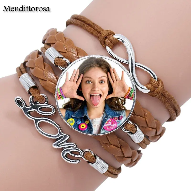 Mendittorosa Многослойный черный/коричневый кожаный браслет для женщин Рождественский подарок супер поп певец Soy Luna - Окраска металла: as picture