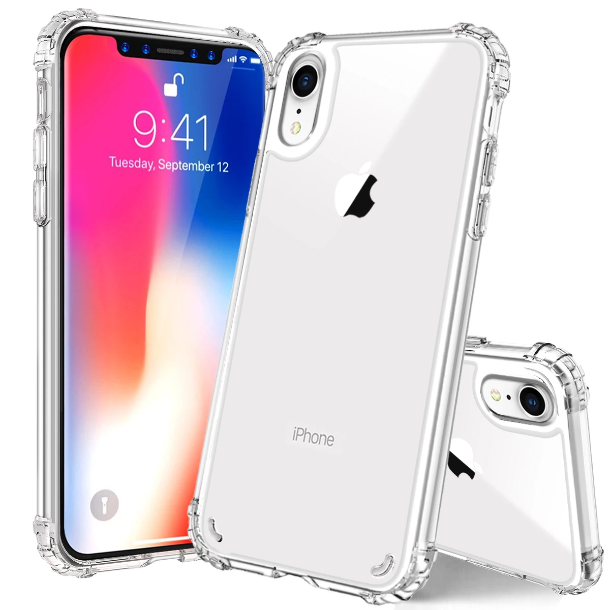 

For iPhone XR XS Max X Case, Crystal Clear Slim Protective Cover with Reinforced Corner Bumpers, Flexible Soft TPU Anti-Scratch