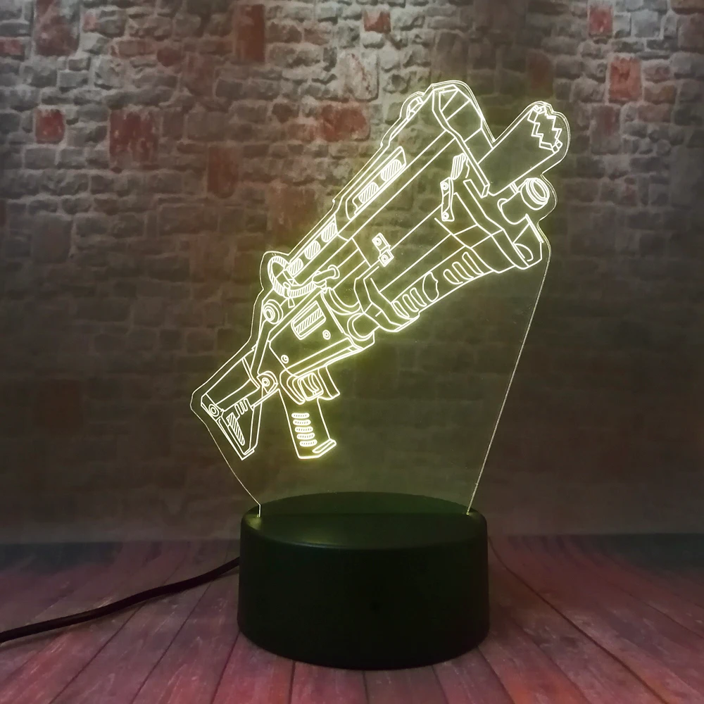 Винтовка стрельба машина пистолет битва Royale Модель 3D Сенсорная лампа RGB съемный светодиодный 7 цветов изменить ночник для игры подарки другу