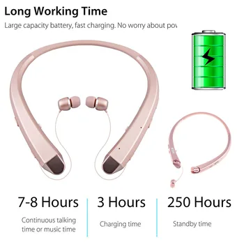

Wireless Bluetooth Headset Sport Headphone Retractable Earbud Stereo Earphone for iPhone Samsung LG HJ55