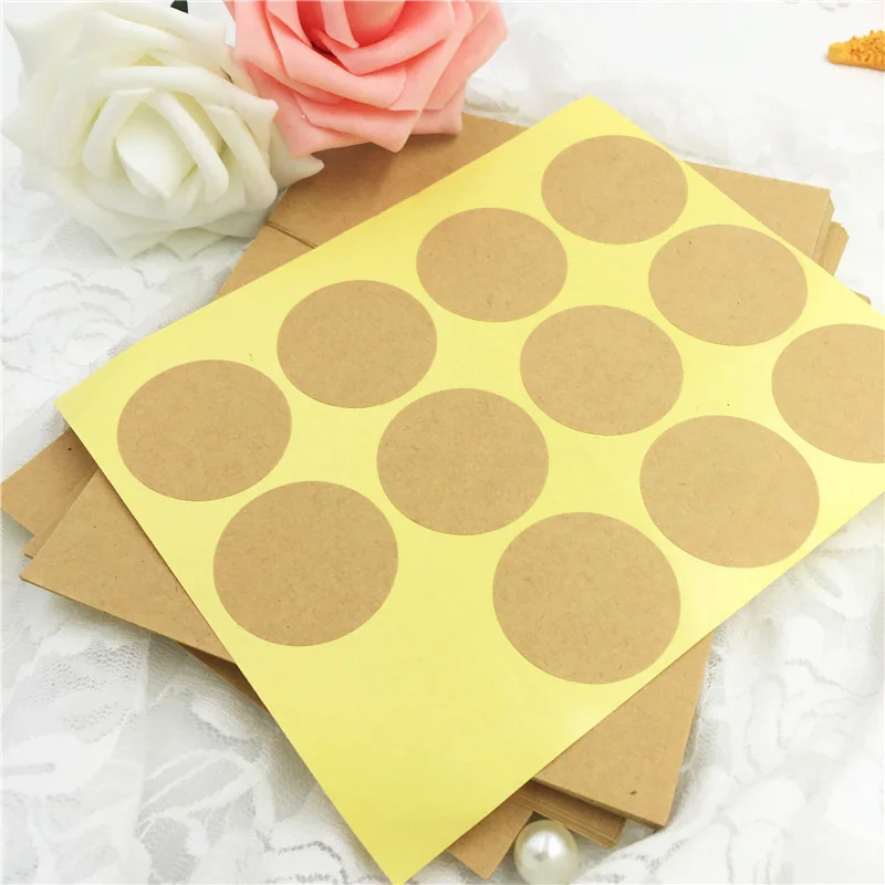 240pcs/lot Dia 3.5CM Blank Kraft Stickers Handmade Food Packaging