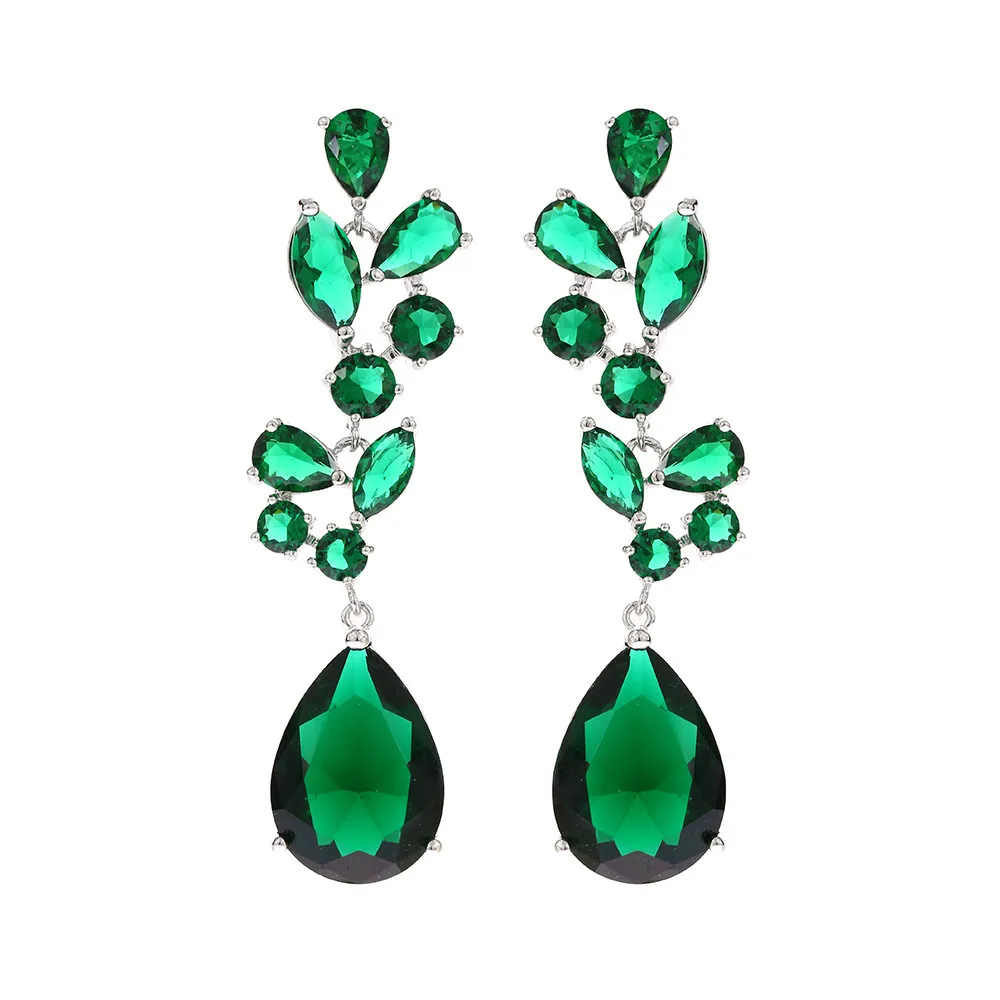 

Plants design AAA+ CZ Crystal Dangle Earrings For women 7 color E10005 Wedding Party Engagement Earring Jewelry Gift