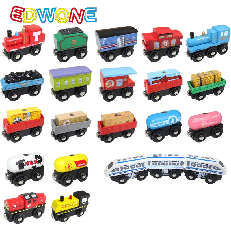 22 дизайнов Edwone древесины магнитные поезда автомобиля игрушка локомотив развивающие модели DIY Мини нежный Fit Биро Томас треков