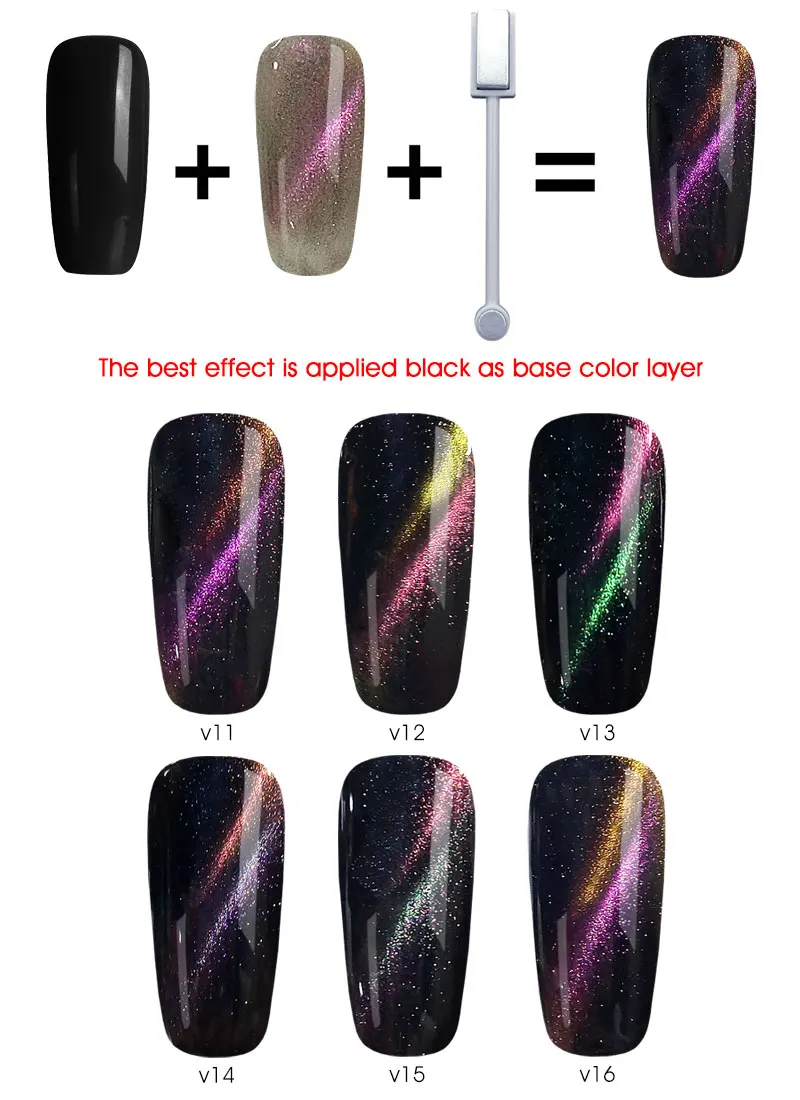 CANNI 3D القط العين السحرية الحرباء هلام ورنيش مسمار الفن مانيكير DIY مليء بالنجوم 6 ألوان المزدوج خط الأشعة فوق البنفسجية المغناطيسي القط عيون هل...