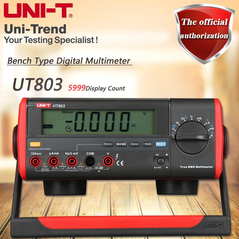 

UNI-T UT803 Desktop Digital Multimeter High Precision True RMS Multimeter Resistance / Capacitance / Frequency / Temperature Tes