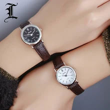 Luobos New Fashion Watch Women Simple Elegant Style Leather Strap Small Sliver Dial Casual Quartz Watch Ladies Popular Clock