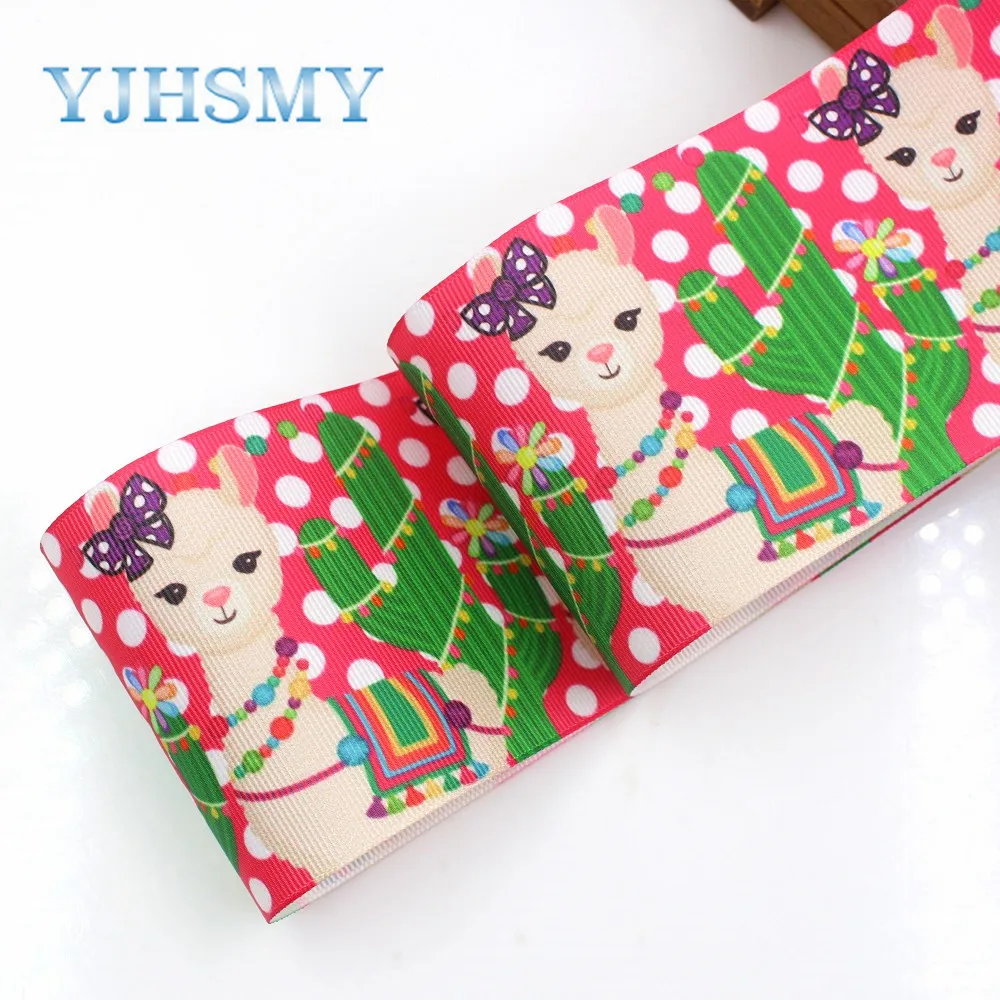 YJHSMY I-19420-1053 3&quot 10yards Cartoon Thermal transfer Printed grosgrain Ribbons bow cap DIY handmade accessories decoration | Дом и сад