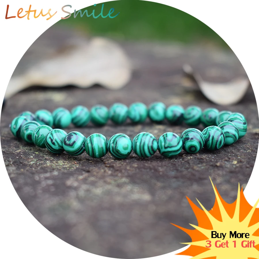 

Vintage 8mm Malachite Strand Bracelets for Women New Nature Stone Bead Couple Bracelet Men Charm Jewelry Braslet Pulseras Hombre
