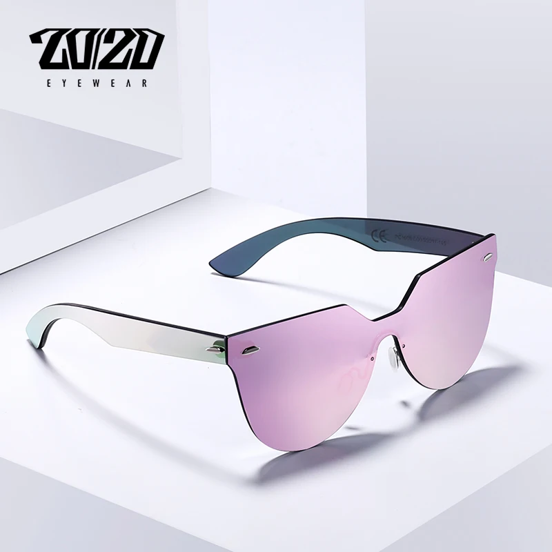 20/20 Brand Vintage Style Unisex Sunglasses Women Retro Flat Lens Rimless Frame Men Sun Glasses Gafas Oculos PC1608