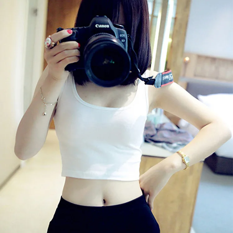 

2019 Summer Tops Women's New Camisole Solid Color Sexy Tube Top Cotton Female Short Tank Top Sleeveless Women's Casual Crop Tops