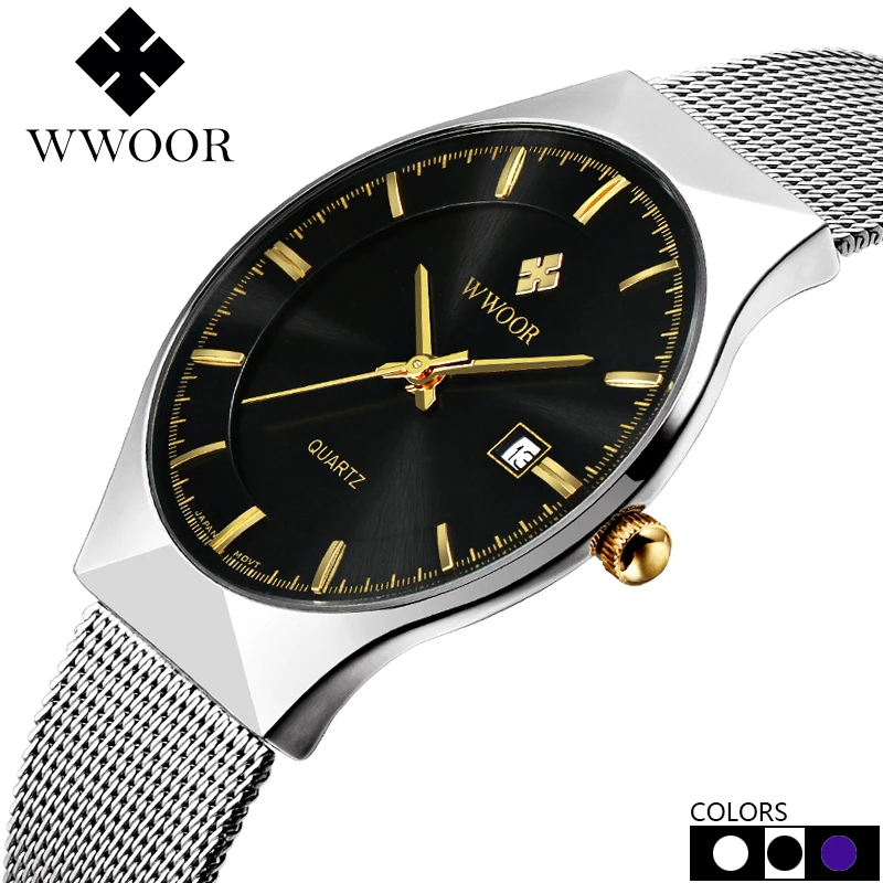 

Wwoor Famous Brand Watch Stainless Steel Male Watches Fashion Business Men Waterproof Quartz Wristwatch Reloj Hombre
