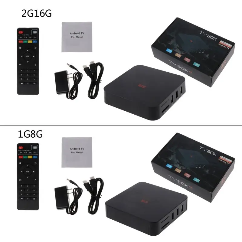 Android 7,1 Smart ТВ коробка 1 г 8 г 2 ГБ 16 ГБ RK3229 4 ядра Top BOX 4 К 2160 P 3D 2.4g WiFi Поддержка 4 К H.265 Media Player