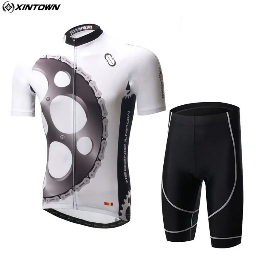 

XINTOWN White Men's Short Sleeve Cycling Jersey Sets With BIb Shorts Bicycle Team Sportswear Roupa Ciclismo/Cycling Clothing