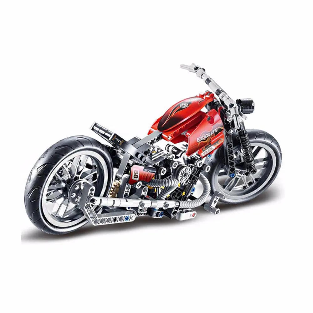 

HOT 378Pcs Technic Motorcycle Exploiture Model Harley Vehicle Building Bricks Block Set Toy Gift Compatible With Legoing YY30