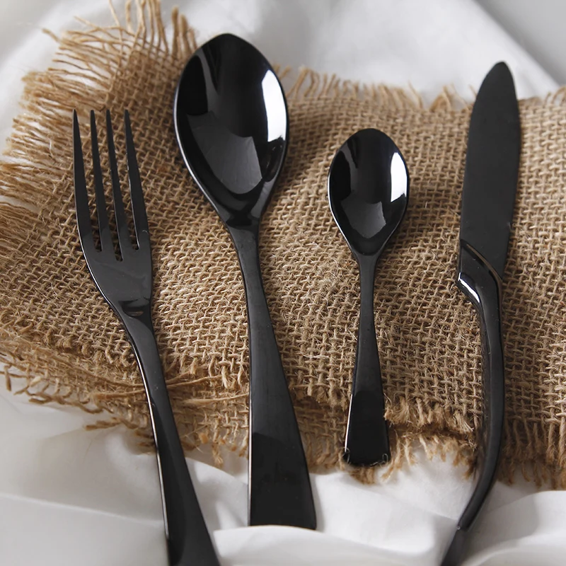 Набор столовых приборов из нержавеющей стали 4 шт./компл.|black cutlery set|dinnerware settableware set