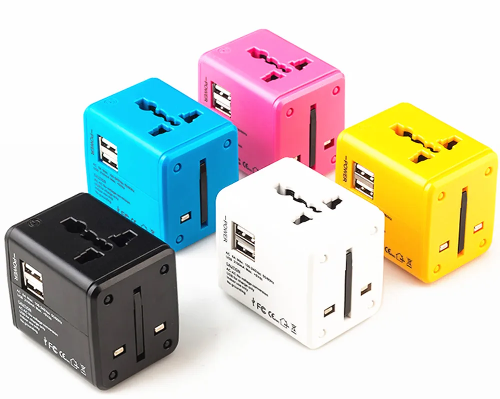 

Travel Adapter Multiple color Electric Plug Power Universal Socket Adapter USB Power Charger Converter EU UK US AU 2.1A