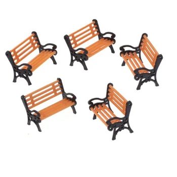 

LHBL 5pcs Plastic Model Park Bench Model Landscape 1:50 w/ Black Arm